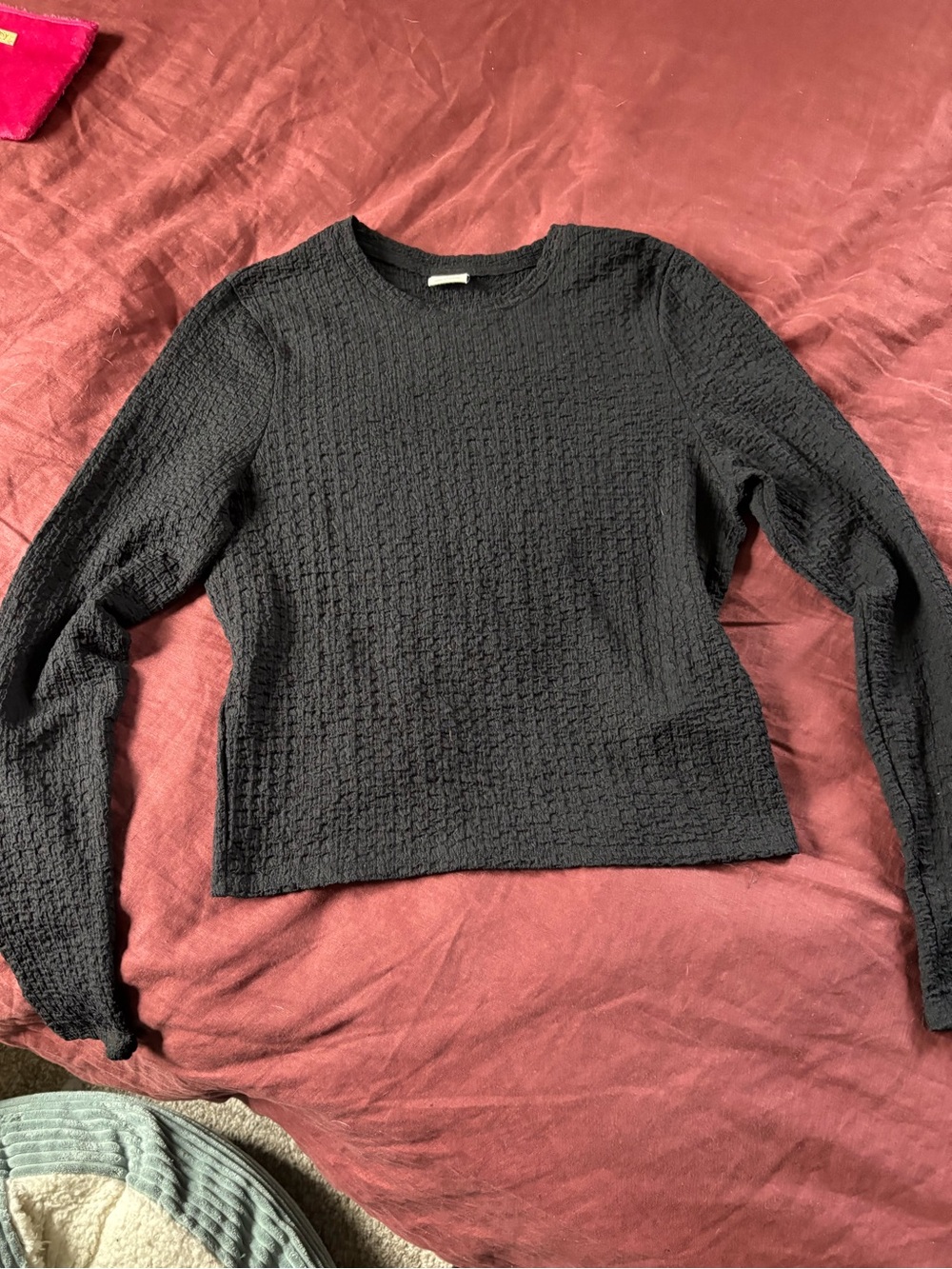 Abercrombie Women’s Black Textured Long-Sleeve Shirt